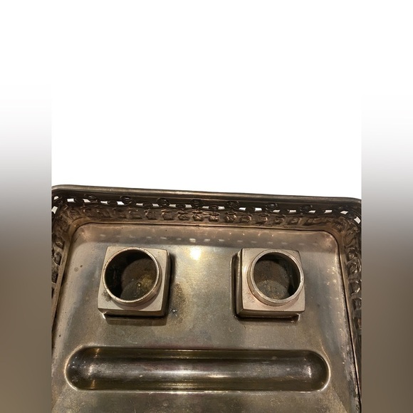 Art Deco Silver Plate Inkwell Desk Set - fun rare antique form for use or decor - Picture 8 of 15